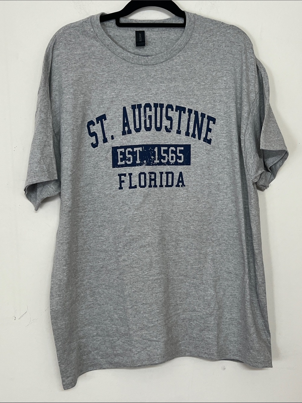 🌞 Gildan NWOT St. Augustine Florida Graphic Tee Gray w/Navy Print men size XL
